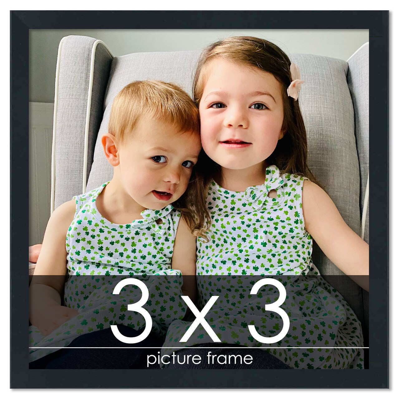 Square Slim Profile Black Picture Frame - UV Acrylic, Foam Board Backing, Hanging Hardware